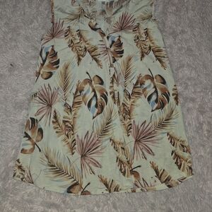 Tropical Leaf Print Sleeveless Top